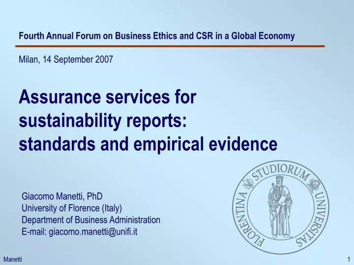 fourth annual forum on business ethics and csr in a global economy milan 14 september 2007