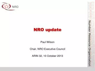 NRO update