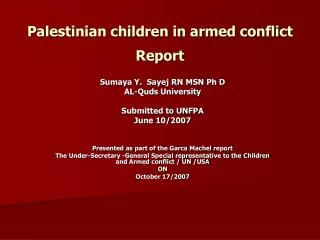 Palestinian children in armed conflict Report