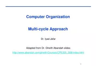 Computer Organization Multi-cycle Approach
