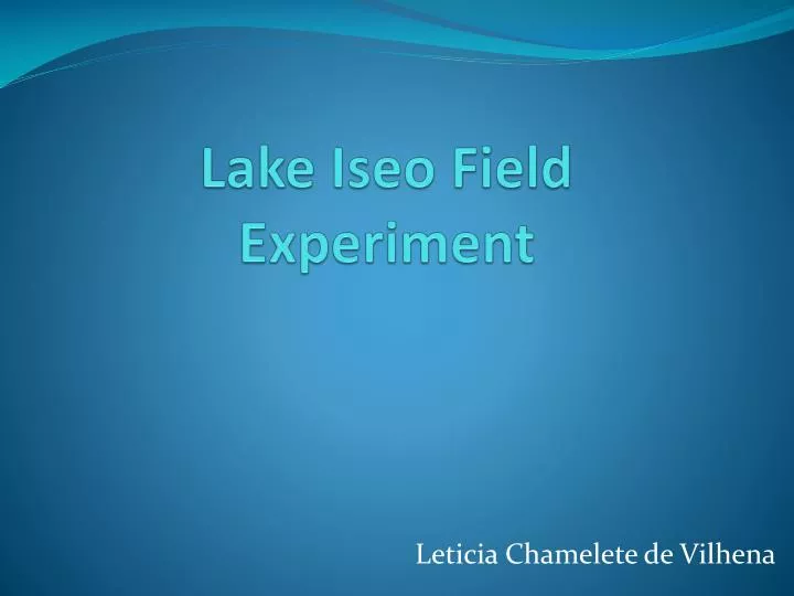 lake iseo field experiment
