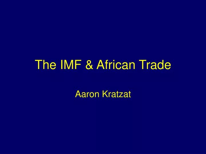 the imf african trade