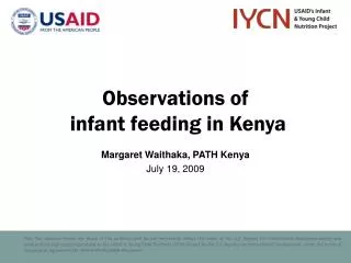 Observations of infant feeding in Kenya