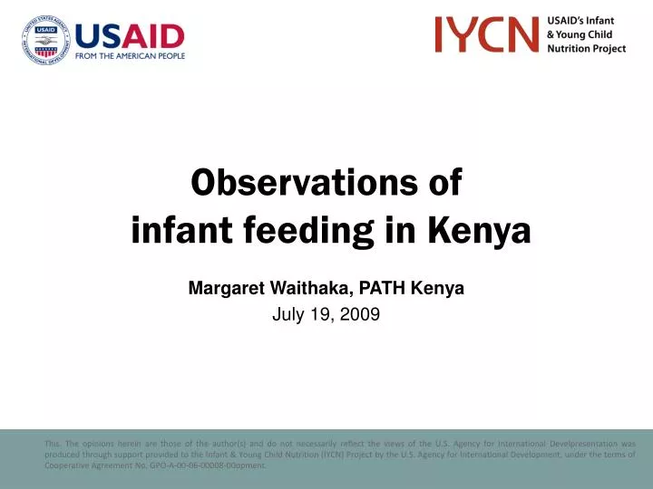 observations of infant feeding in kenya