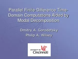Parallel Finite-Difference Time-Domain Computations Aided by Modal Decomposition