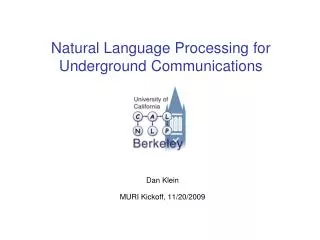 Natural Language Processing for Underground Communications