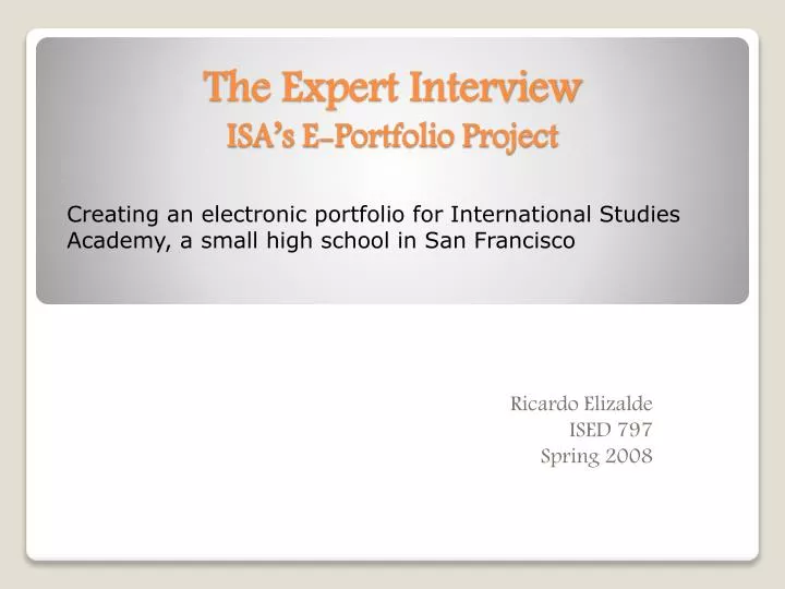 the expert interview isa s e portfolio project