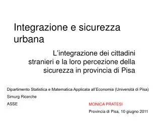 integrazione e sicurezza urbana