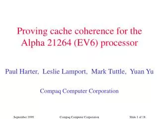 Proving cache coherence for the Alpha 21264 (EV6) processor