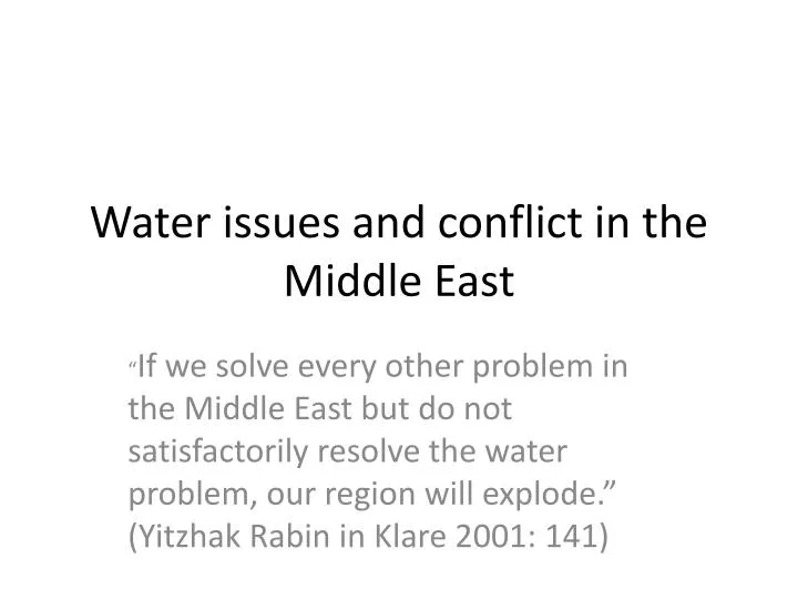 water issues and conflict in the middle east