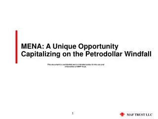 MENA: A Unique Opportunity Capitalizing on the Petrodollar Windfall