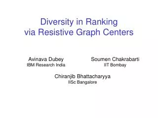 Diversity in Ranking via Resistive Graph Centers