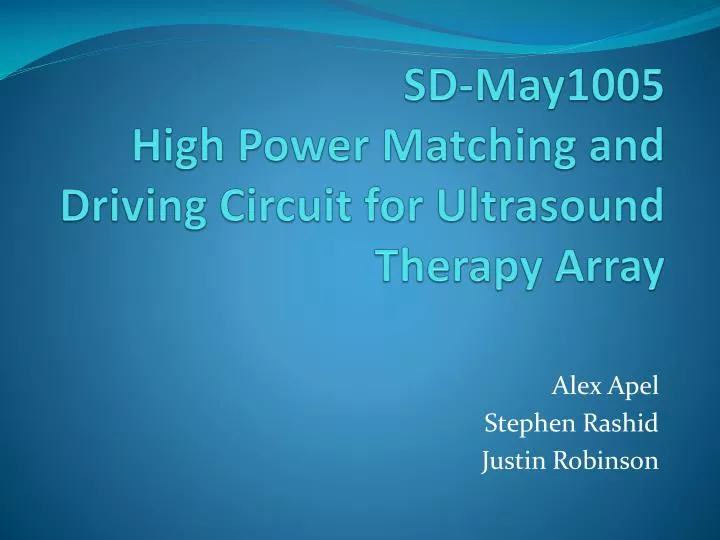 sd may1005 high power matching and driving circuit for ultrasound therapy array