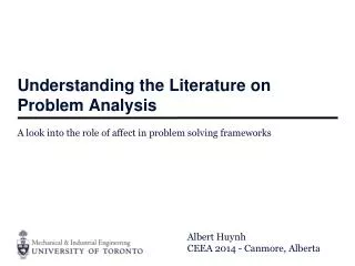 understanding the literature on problem analysis