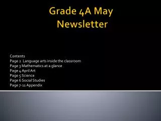 Grade 4A May Newsletter