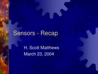 Sensors - Recap