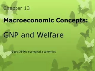 Chapter 13 Macroeconomic Concepts: GNP and Welfare