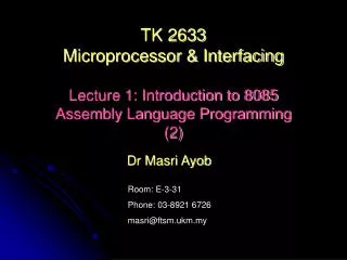 TK 2633 Microprocessor &amp; Interfacing