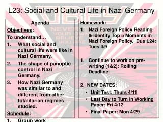 L23: Social and Cultural Life in Nazi Germany