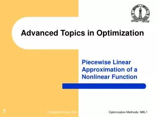 Advanced Topics in Optimization