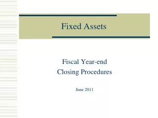 Fixed Assets