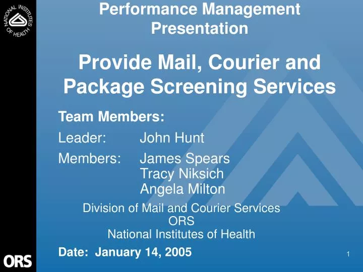 performance management presentation provide mail courier and package screening services