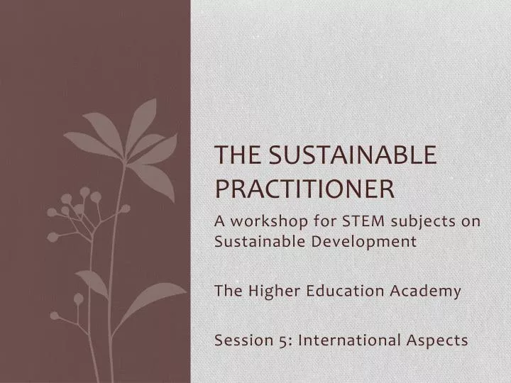 the sustainable practitioner