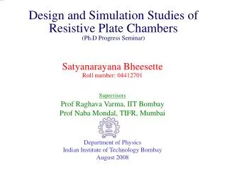 Design and Simulation Studies of Resistive Plate Chambers (Ph.D Progress Seminar)