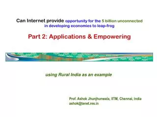 using Rural India as an example