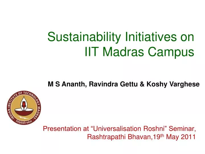sustainability initiatives on iit madras campus
