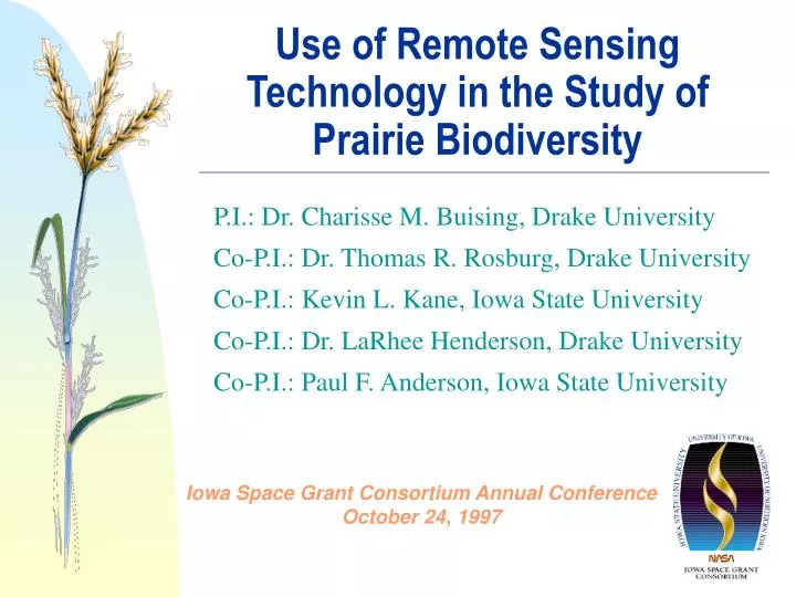 use of remote sensing technology in the study of prairie biodiversity