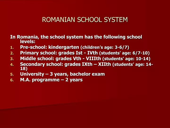 romanian school system