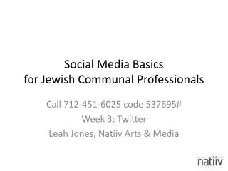Social Media Basics for Jewish Communal Professionals