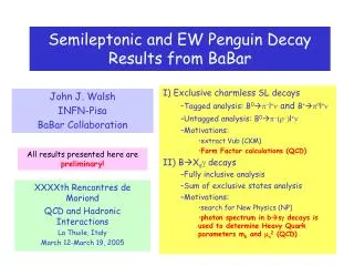 Semileptonic and EW Penguin Decay Results from BaBar