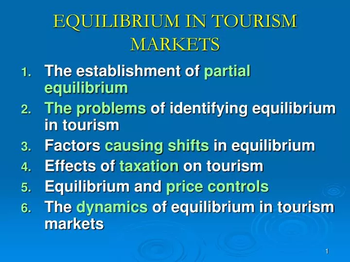 equilibrium in tourism markets