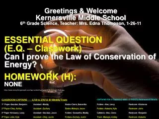 Greetings &amp; Welcome Kernersville Middle School