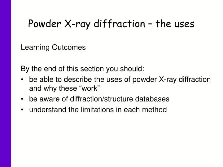 powder x ray diffraction the uses