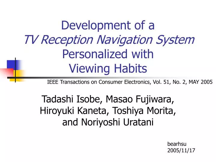 development of a tv reception navigation system personalized with viewing habits