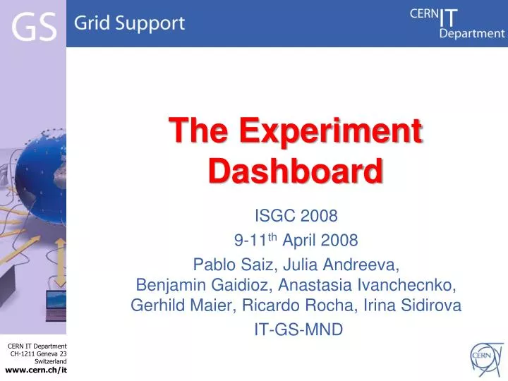 the experiment dashboard