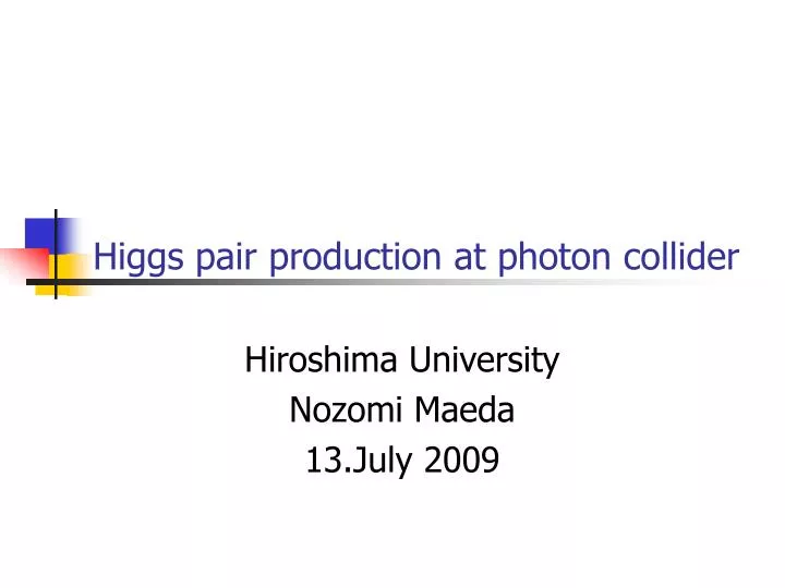 higgs pair production at photon collider