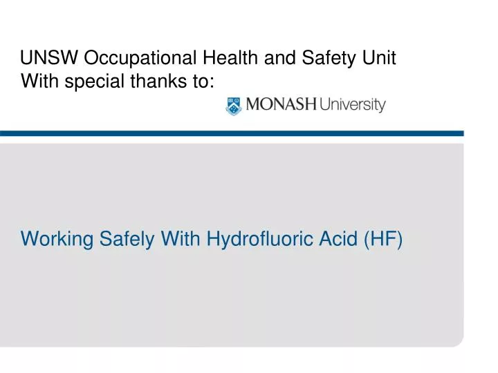 unsw occupational health and safety unit with special thanks to
