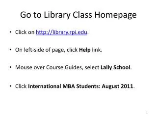 Go to Library Class Homepage