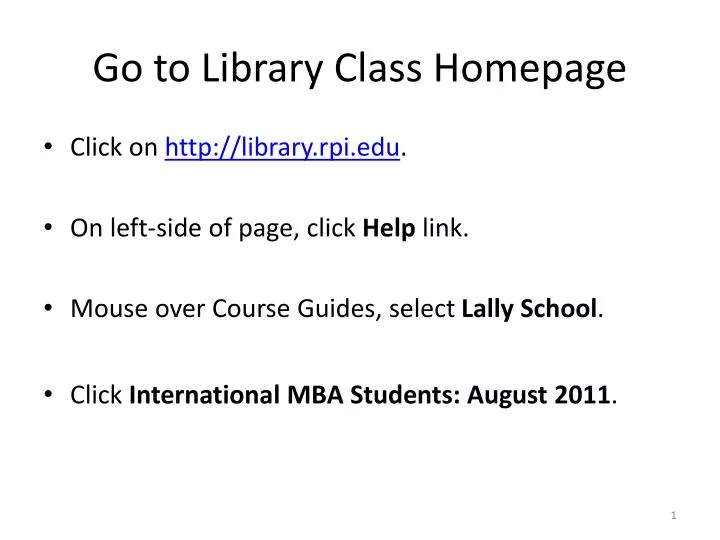 go to library class homepage