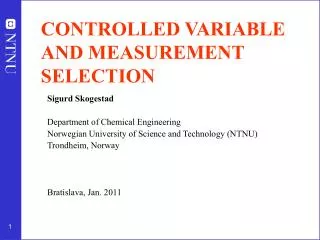 CONTROLLED VARIABLE AND MEASUREMENT SELECTION