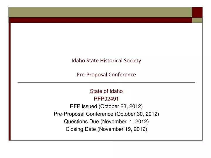 idaho state historical society pre proposal conference