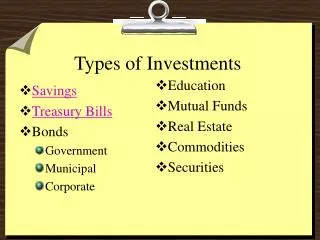 Types of Investments