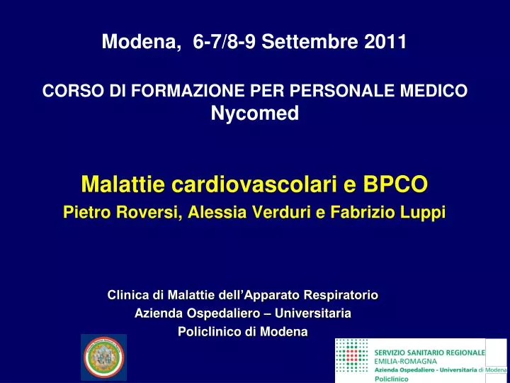 modena 6 7 8 9 settembre 2011 corso di formazione per personale medico nycomed