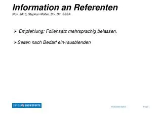 information an referenten nov 2010 stephan m ller stv dir sssa