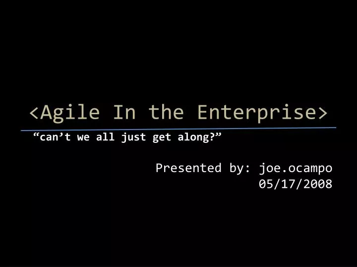 agile in the enterprise