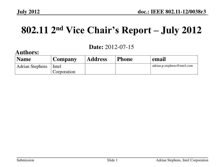 802 11 2 nd vice chair s report july 2012